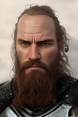 Profilfoto von Max, Mann im Wikingerlook schaut grimmig in die Kamera